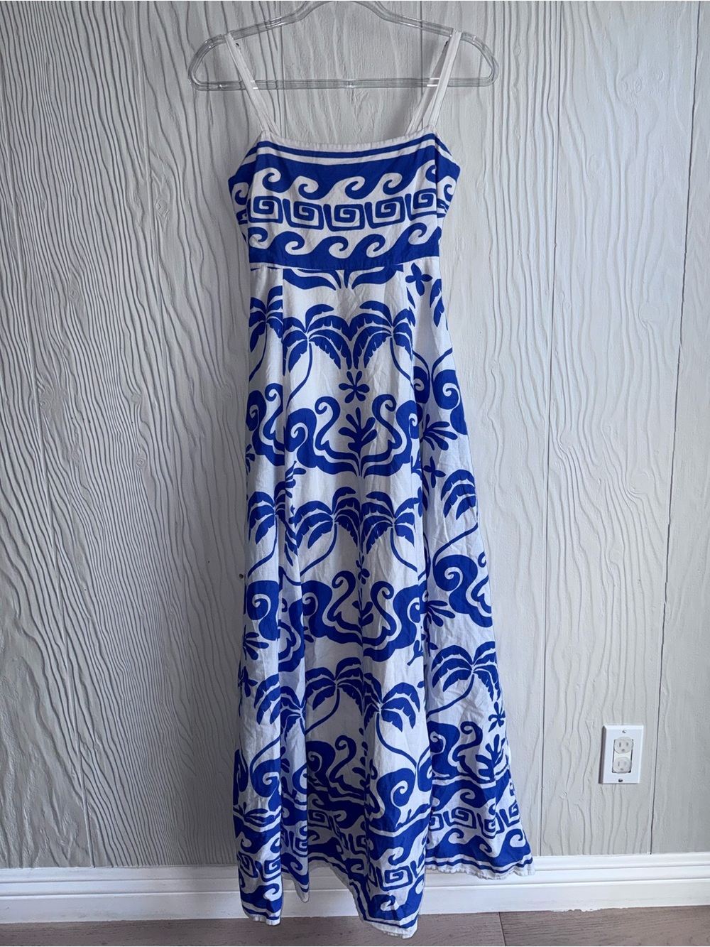 BEACH RIOT Rianne Printed Maxi Dress Sz: S Blue and White Printed Sundress - Picture 3 of 12